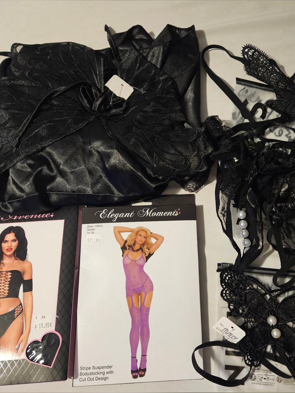 8 Elegant Dancer Lingerie Clothing.  5 Thongs 3 outfits.  Babydoll fishnet